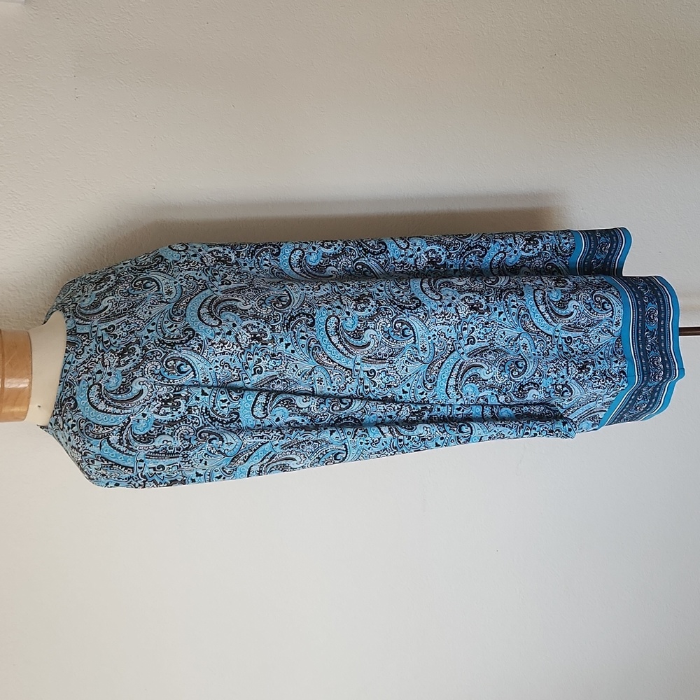 NWT Michael Kors Long Sleeve Blue Paisley Shift Dress Medium - Picture 6 of 8